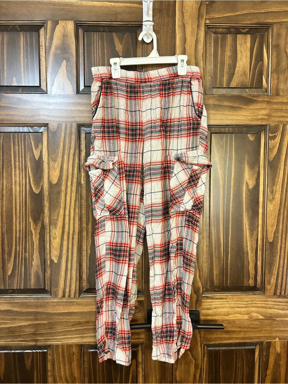 aerie Plaid Cargo Lounge Pants - Red & Cream